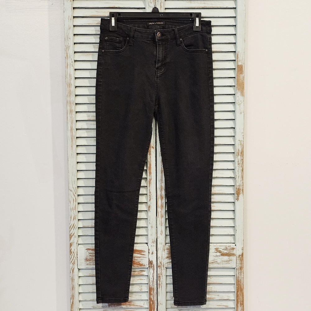 TRUTH + THEORY Women 8 Black Rinse Stretch Mid Rise Skinny Ankle Jean Whimsigoth